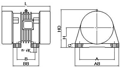 YZO振動(dòng)電機(jī)安裝圖